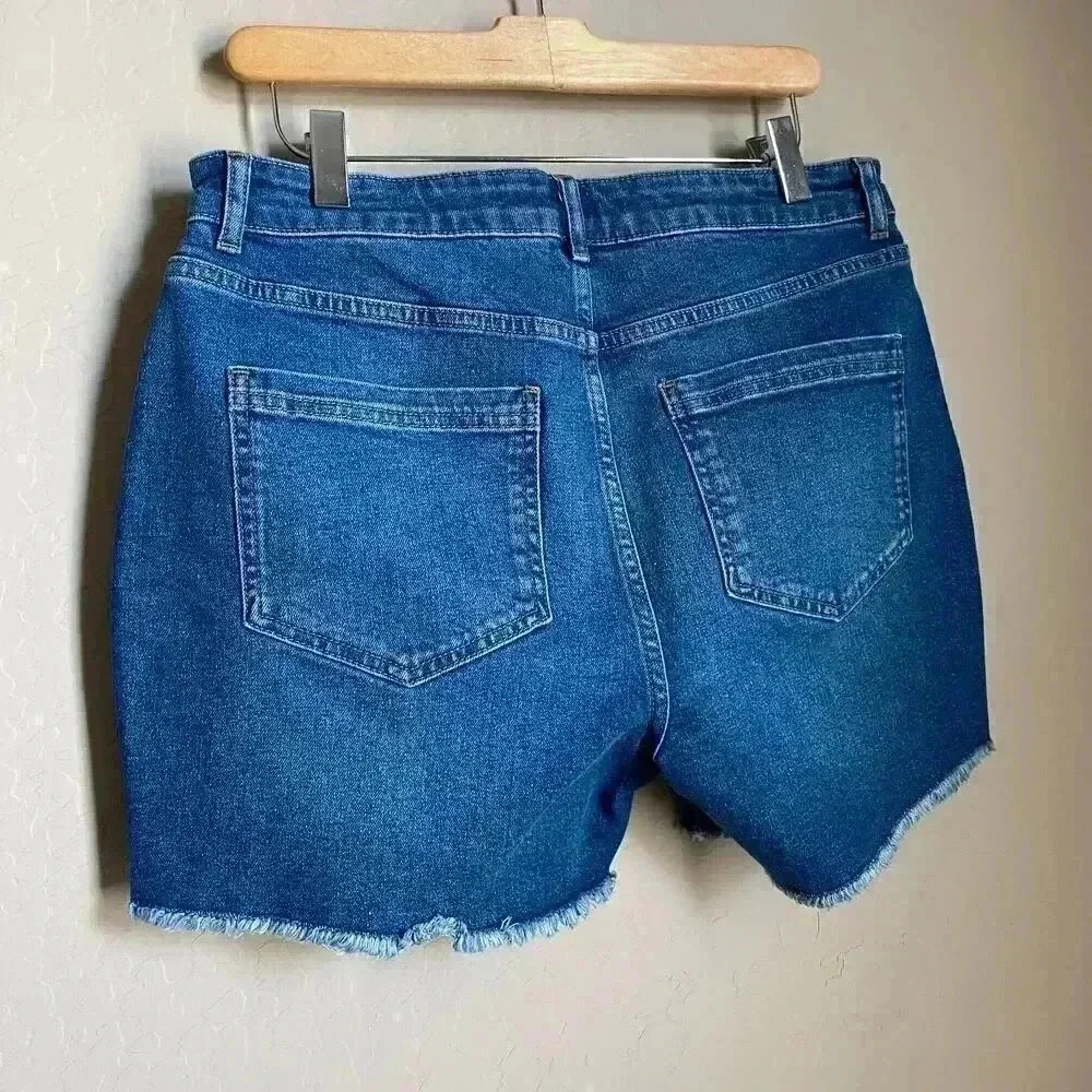 Boden Salcombe Denim Shorts 4"‎ Inseam Frayed Hem Medium Blue Wash Cotton 8 NWT - Picture 7 of 9